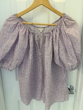 Ann Mashburn Puff Sleeve Lilac Floral Blouse
